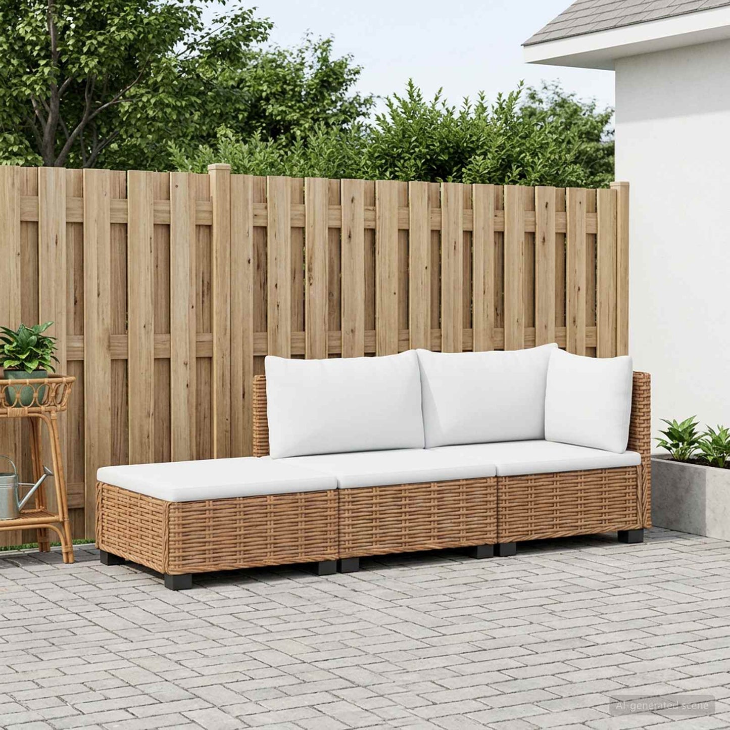 3 stk. Rattan Loungesæt med Puder GENDT Naturlig rattan