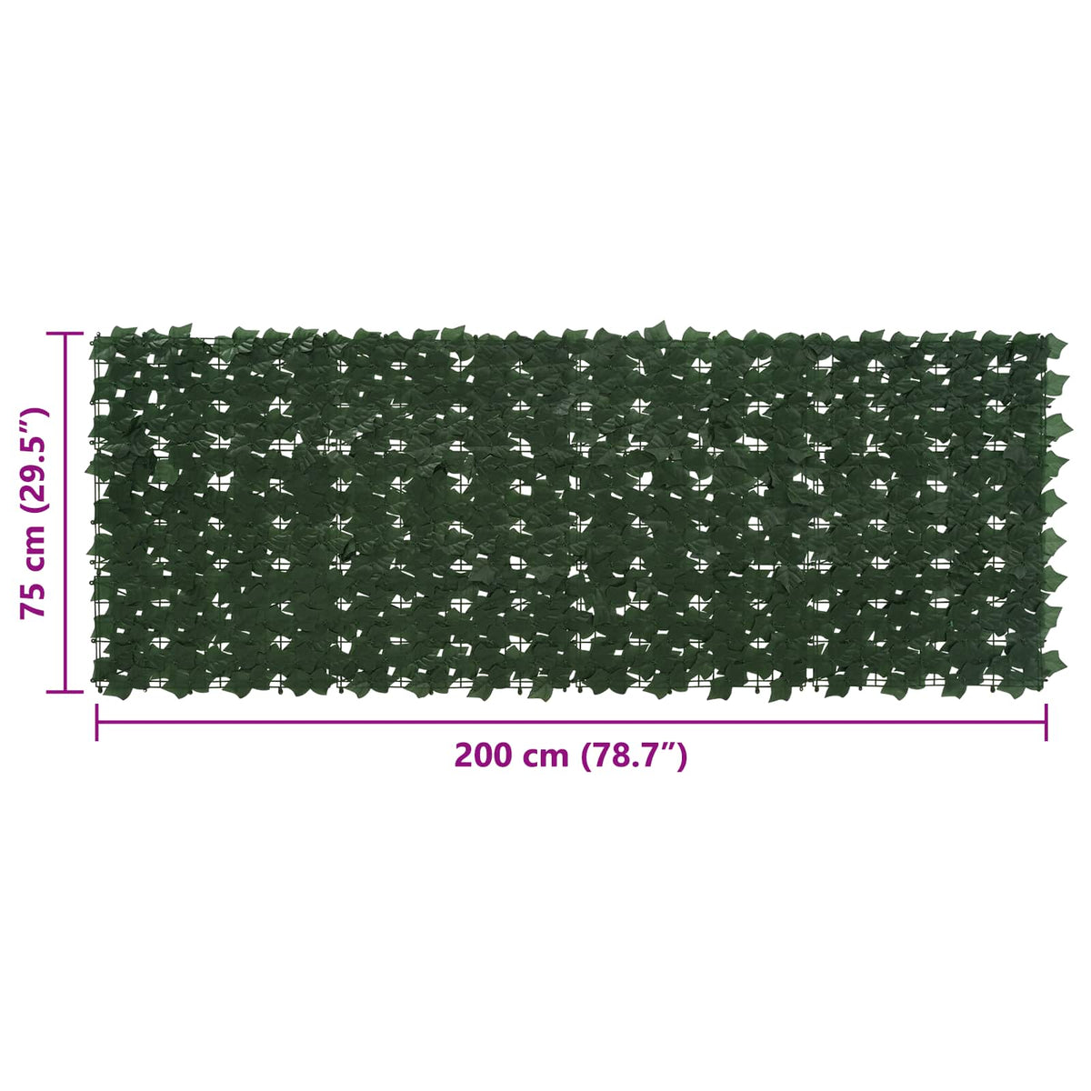 Altanscreen med blade Mørkegrøn 200 x 75 cm Polyethylen og stof
