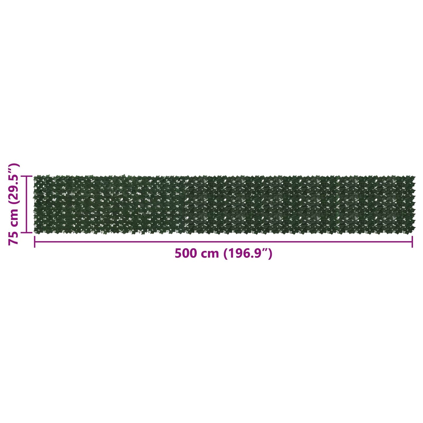 Altanscreen med blade Mørkegrøn 500 x 75 cm Polyethylen og stof