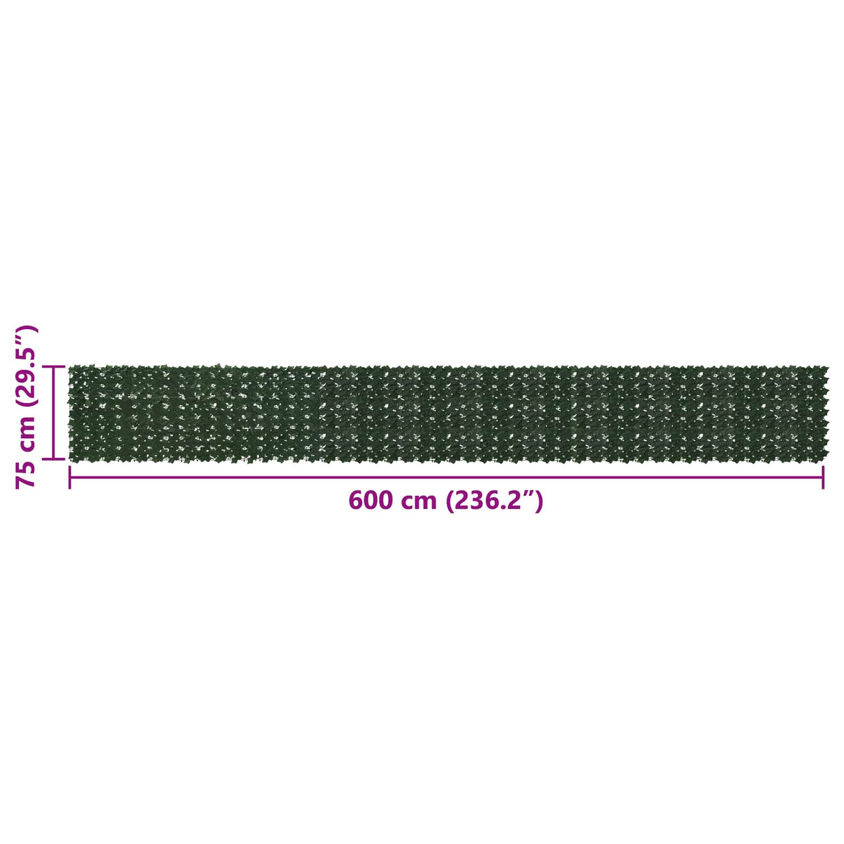 Altanscreen med blade Mørkegrøn 600 x 75 cm Polyethylen og stof