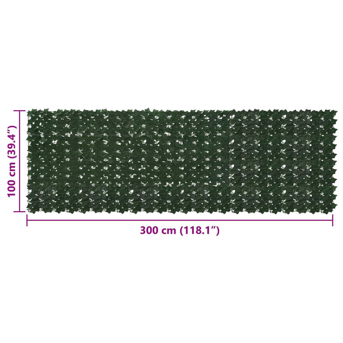 Altanscreen med blade Mørkegrøn 300 x 100 cm