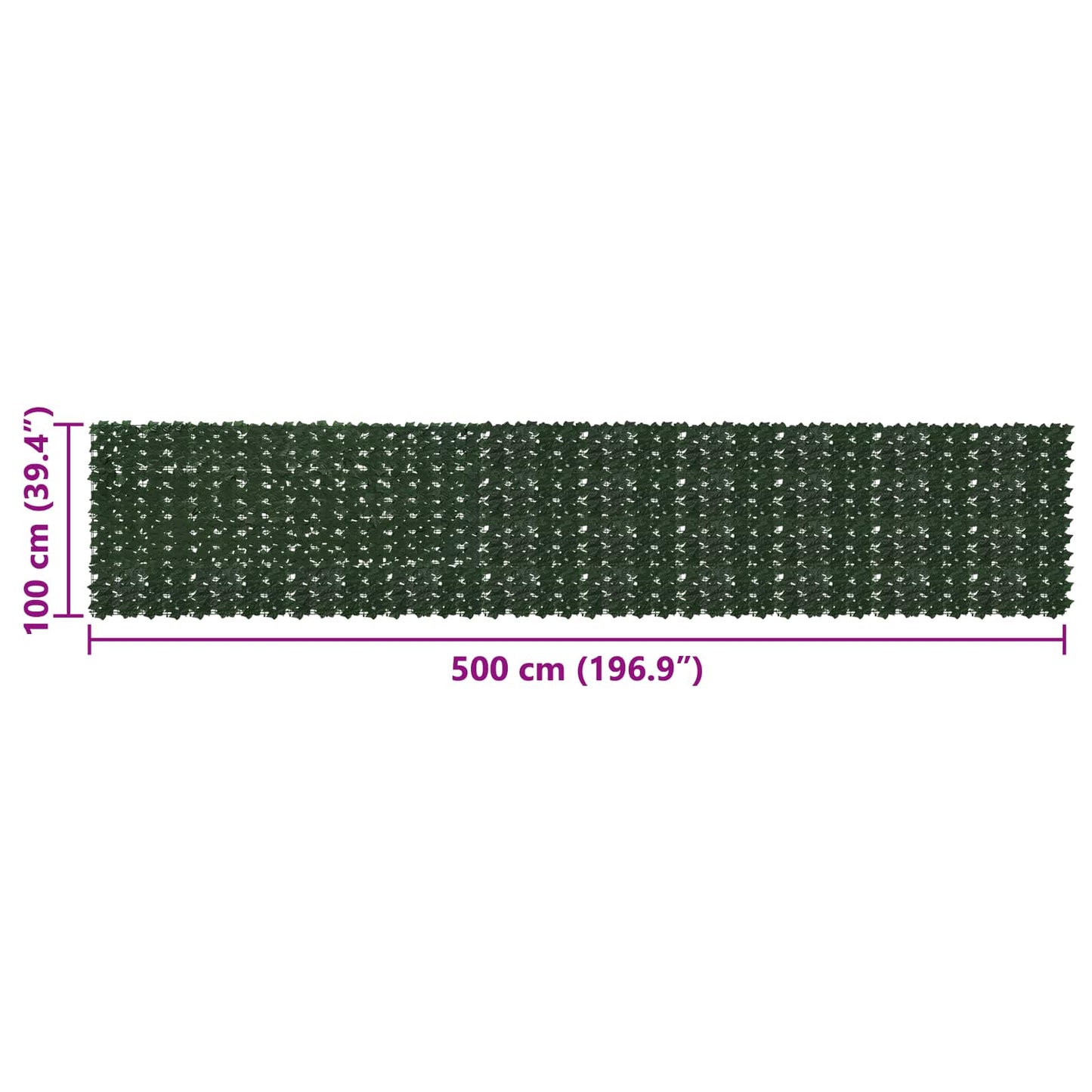 Altanscreen med blade Mørkegrøn 500 x 100 cm