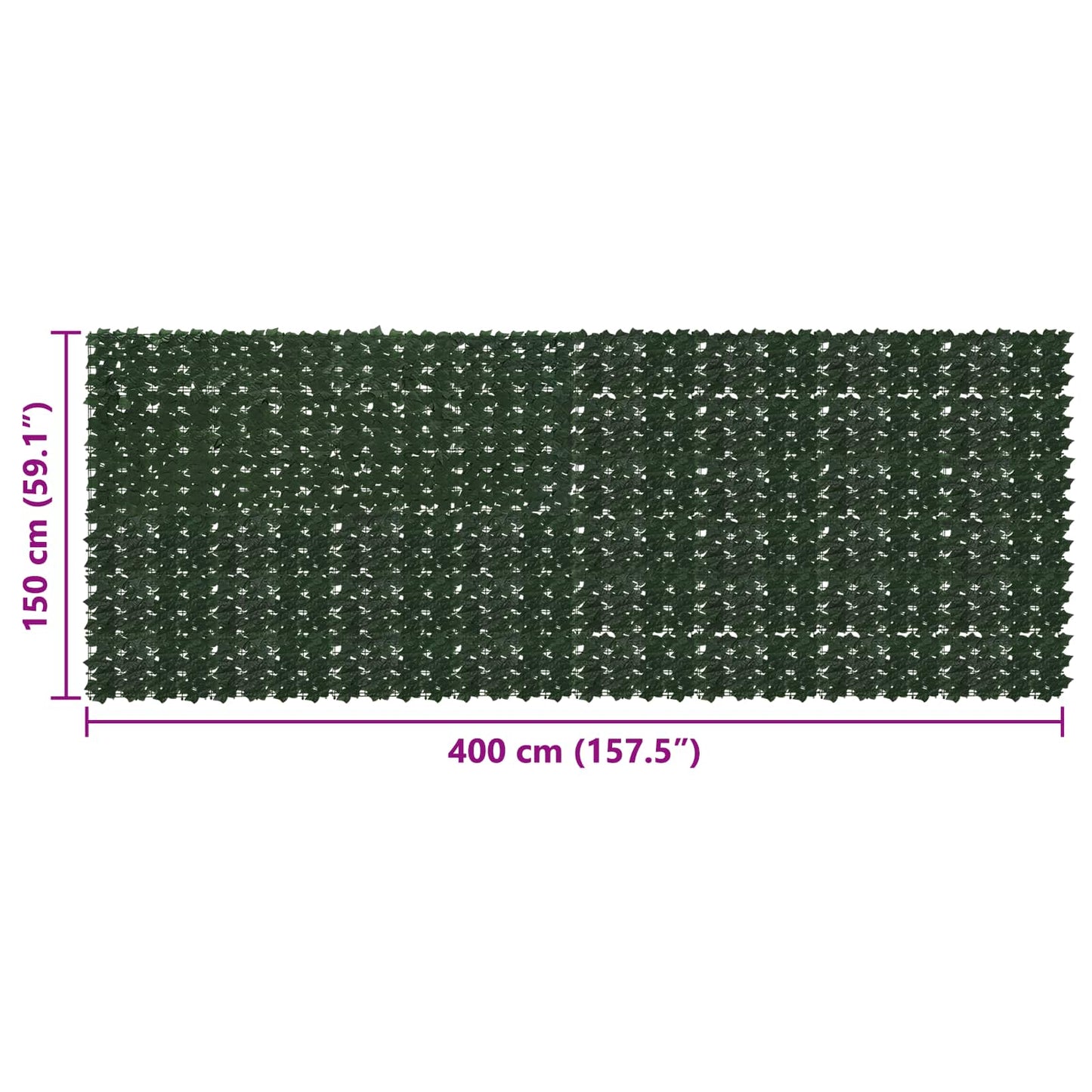 Altanscreen med blade Mørkegrøn 400 x 150 cm