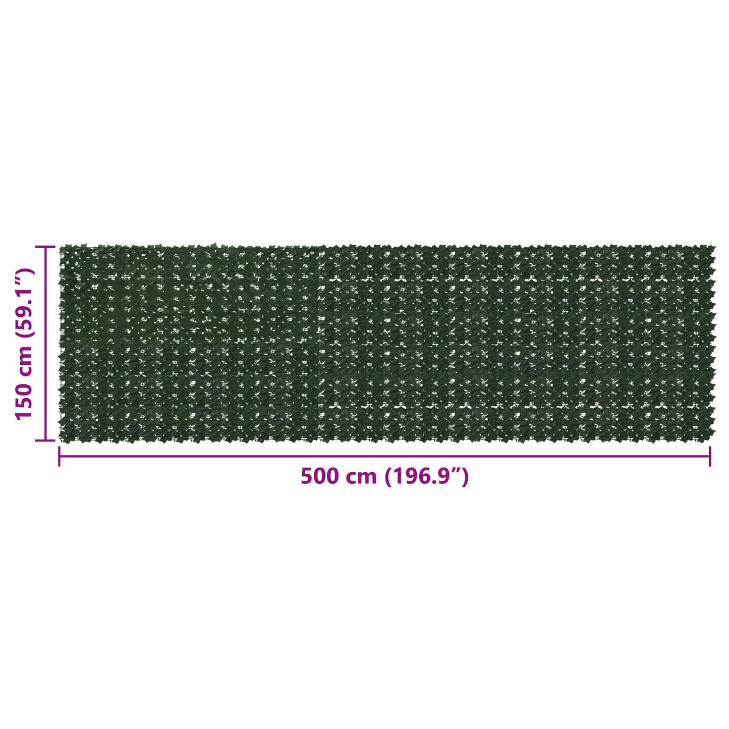 Altanscreen med blade Mørkegrøn 500 x 150 cm
