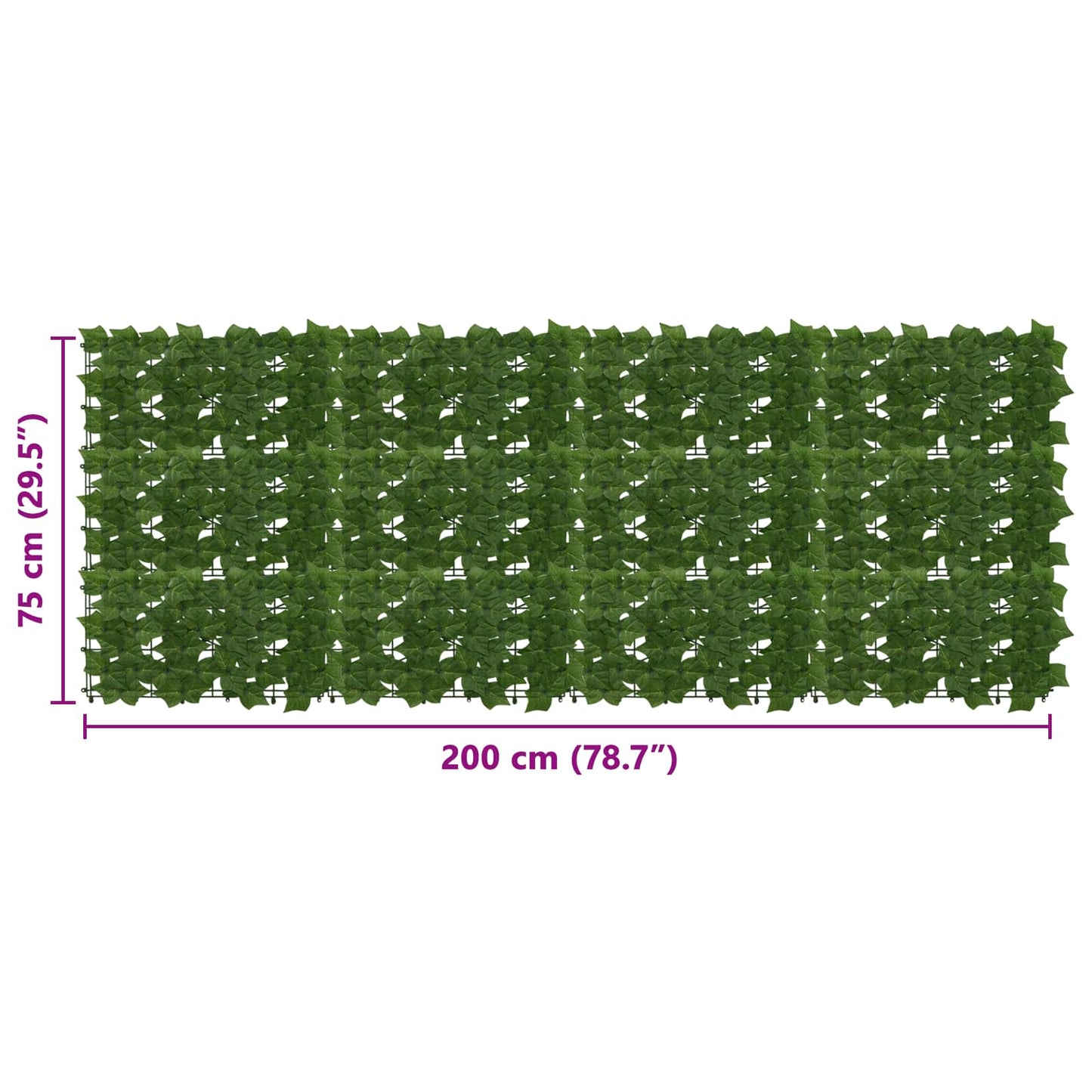 Altanscreen med blade Grøn 200 x 75 cm Polyethylen og stof