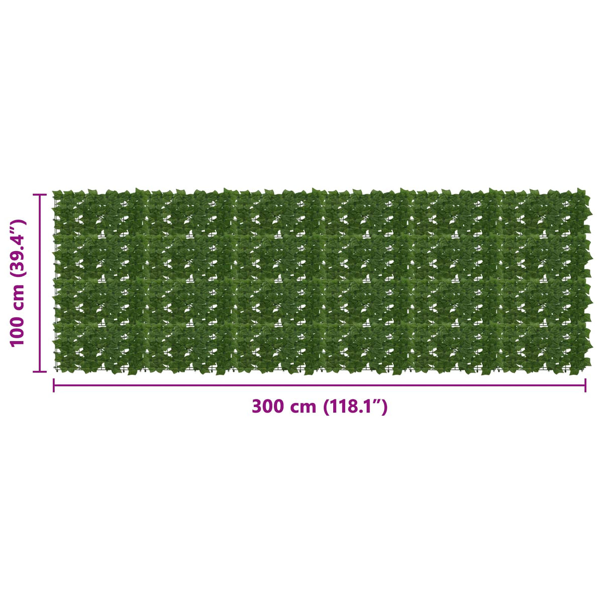 Altanscreen med blade Grøn 300 x 100 cm Polyethylen og stof