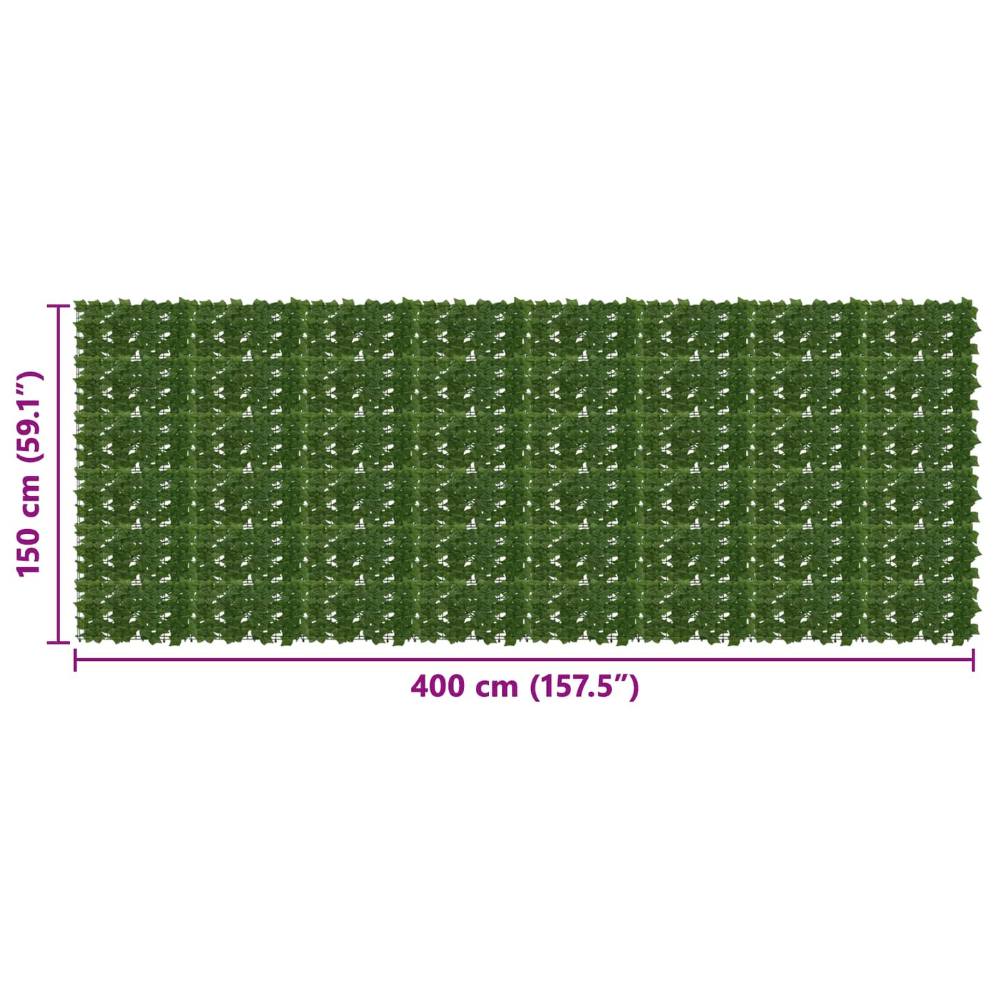 Altanscreen med blade Grøn 400 x 150 cm Polyethylen og stof