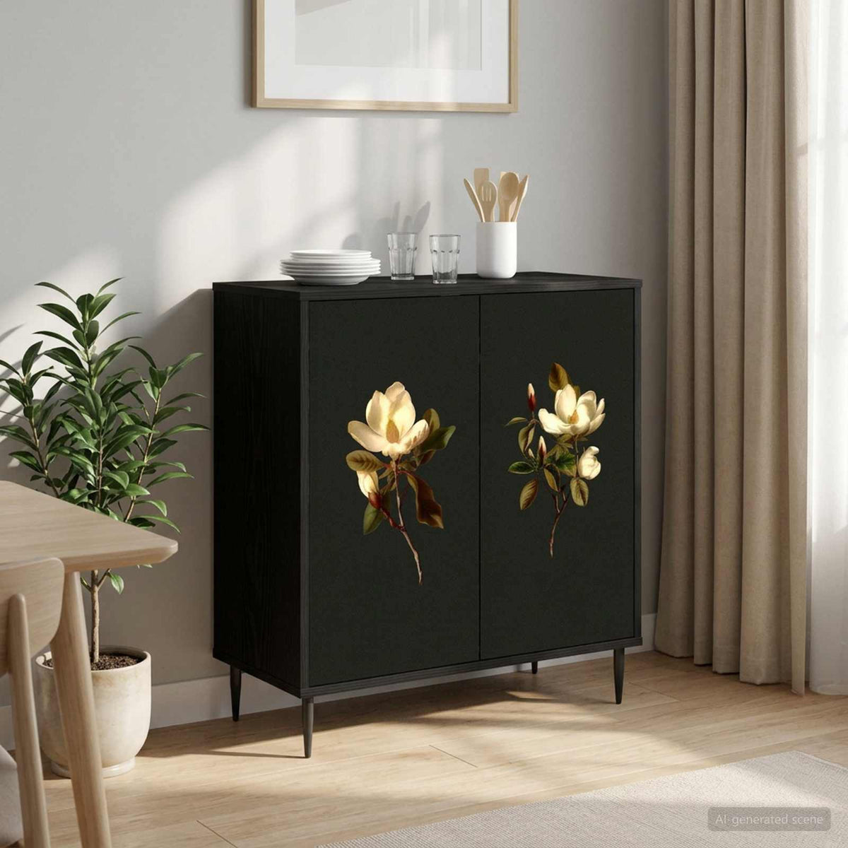 Sideboard BREMEN Sort eg 69 x 33 x 76 cm Konstrueret træ