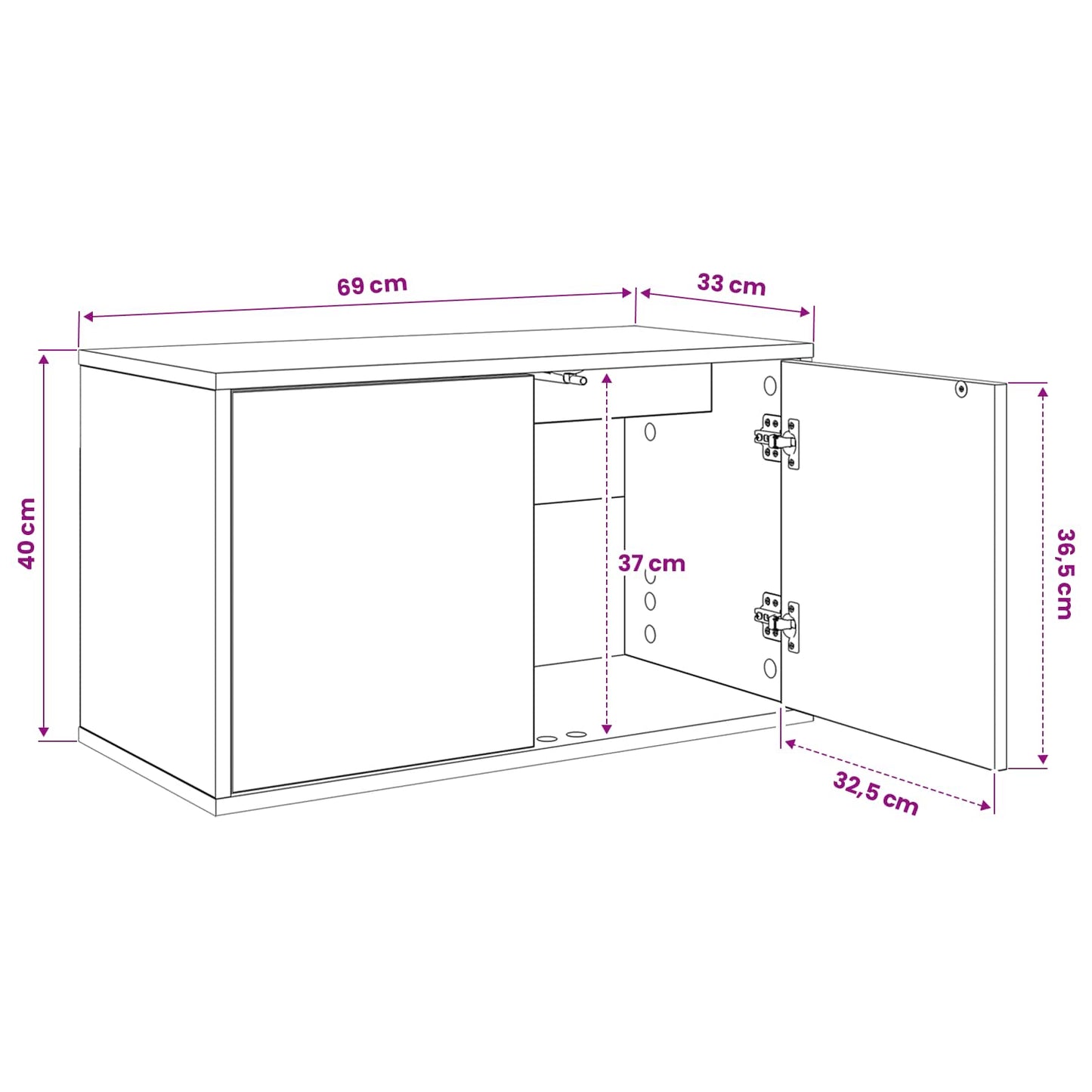 Væghængt TV Skab RAALTE 69 x 33 x 40 cm Sonoma-eg
