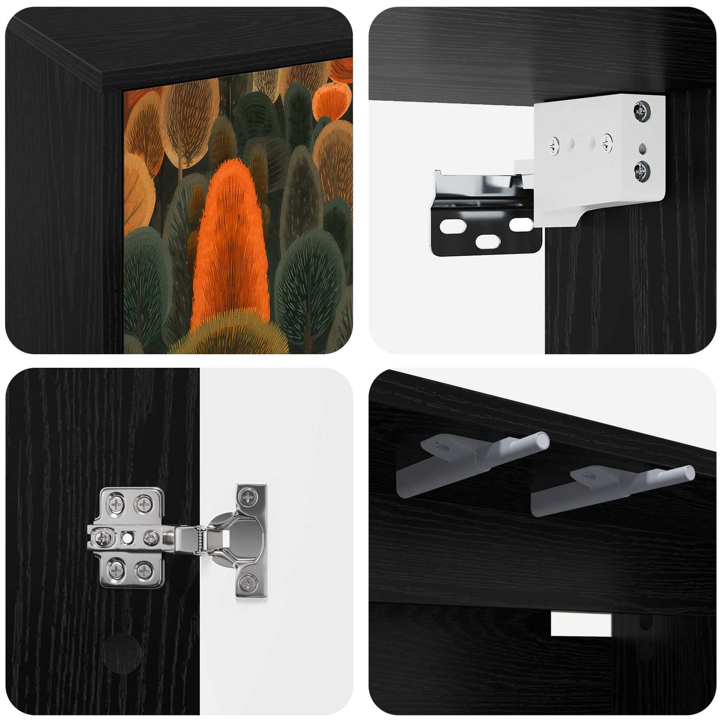 Væghængt TV Skab ZAANDAM 69 x 33 x 40 cm Sort eg