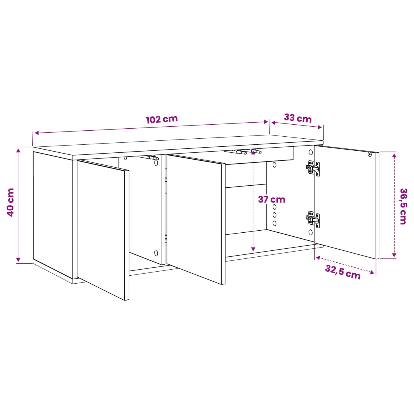 Væghængt TV Skab RHENEN 102 x 33 x 40 cm Sort eg