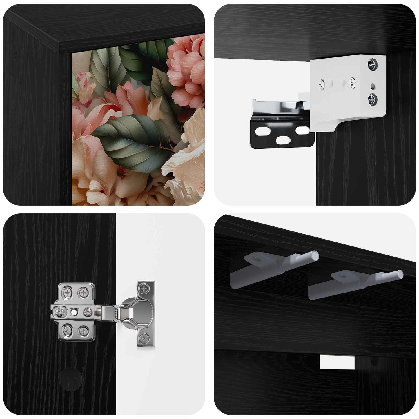 Væghængt TV Skab BORNE 102 x 33 x 40 cm Sort eg Konstrueret træ