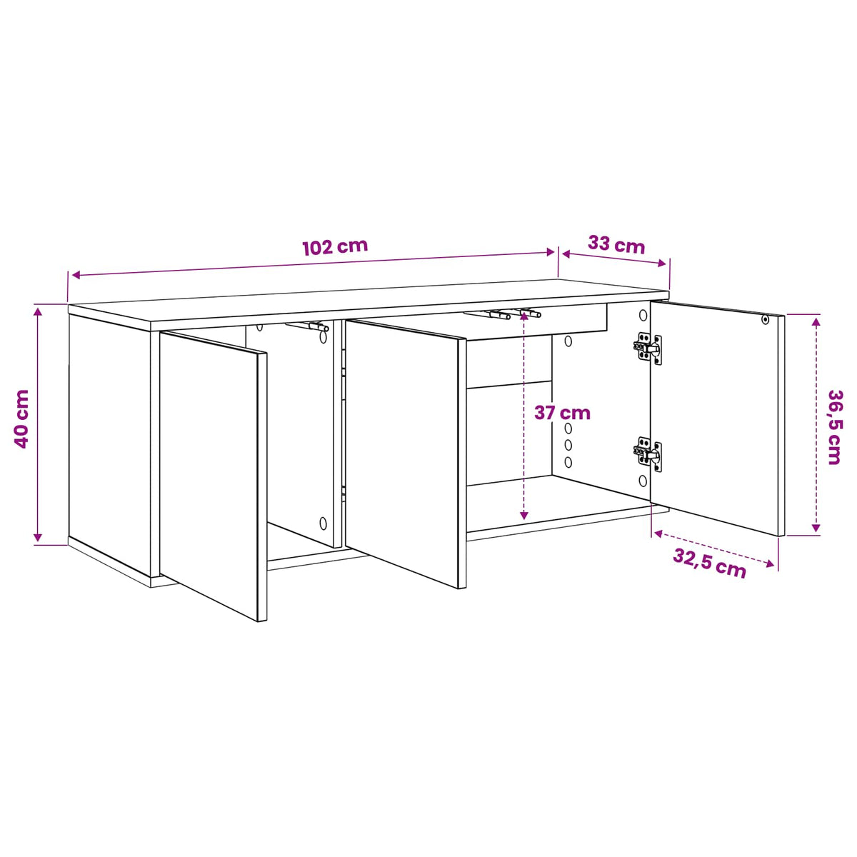 Væghængt TV Skab HEESCH 102 x 33 x 40 cm Sort eg