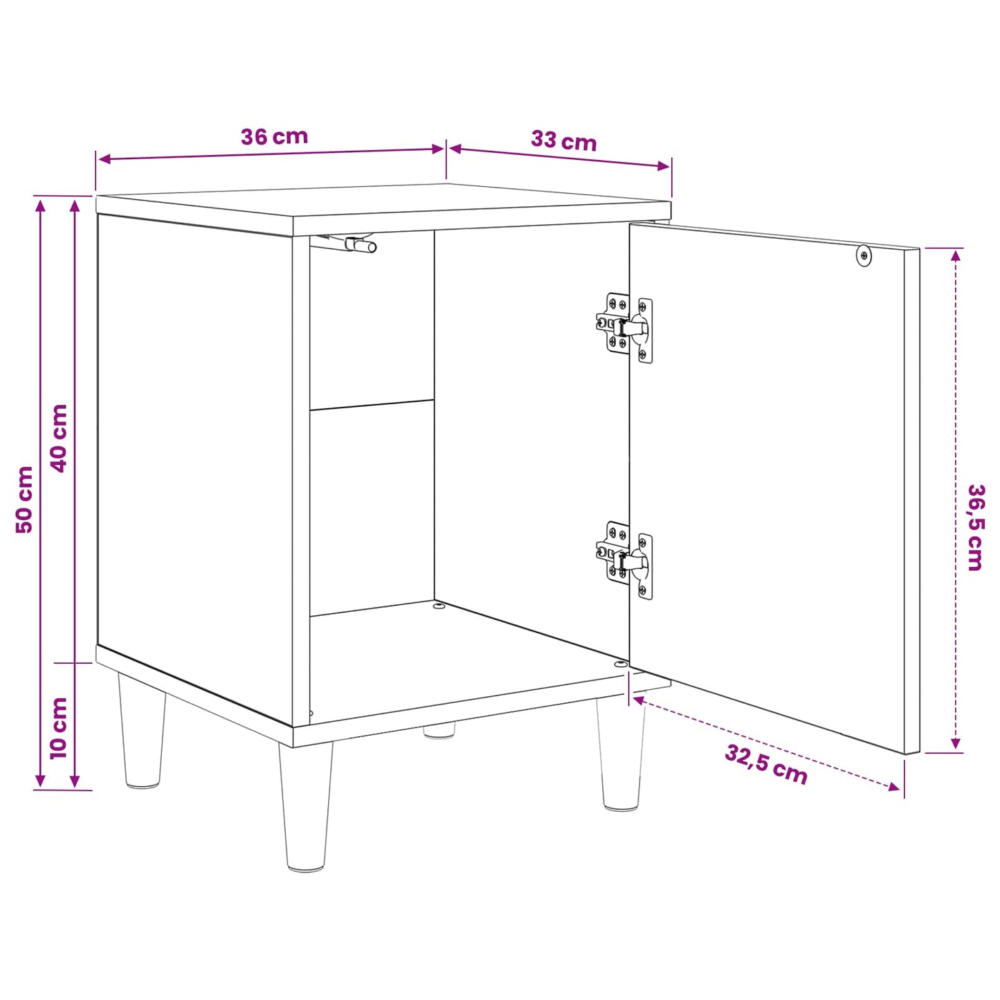 Natskab GENNEP 2 stk. Sonoma-eg 36 x 33 x 50 cm Konstrueret træ