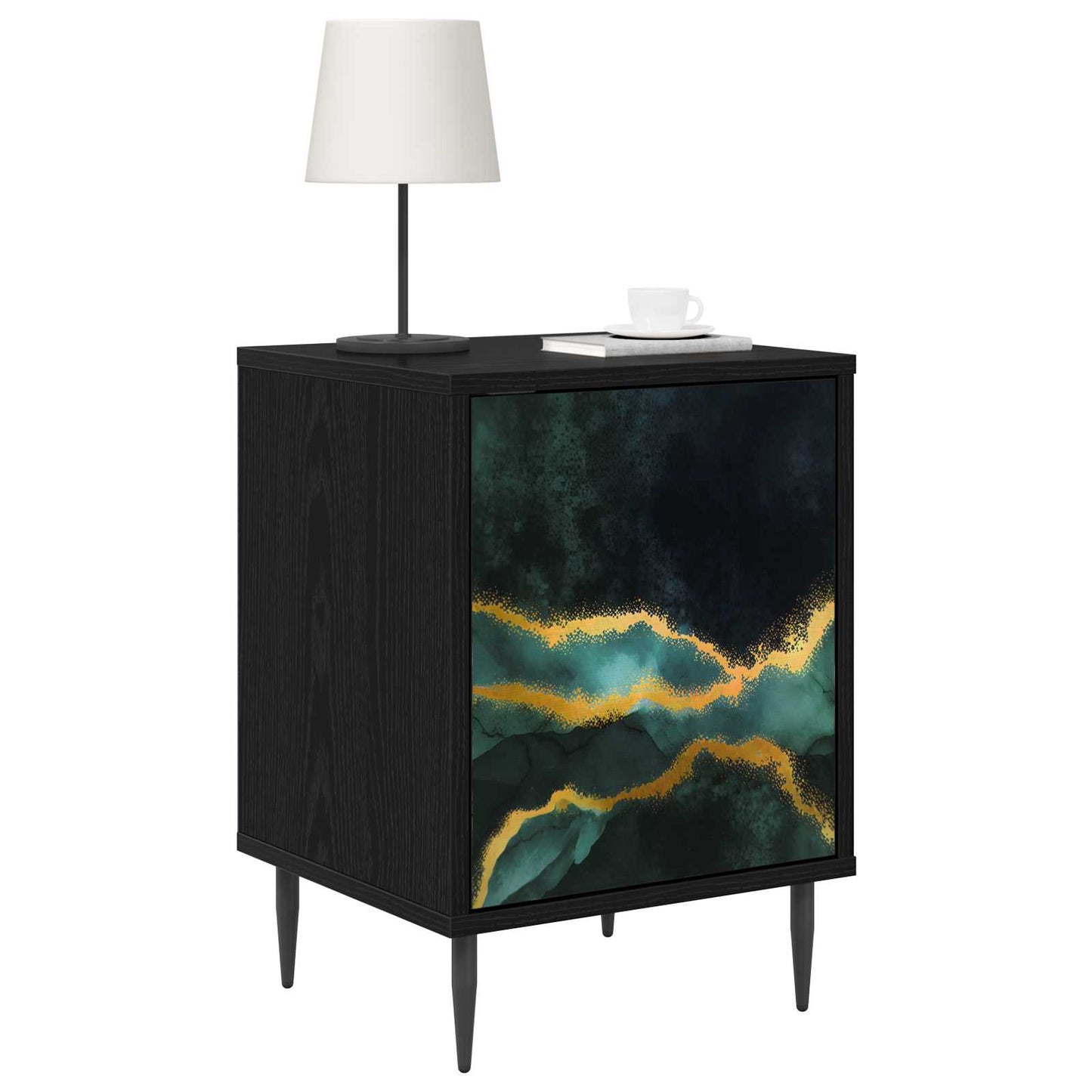Natskab WIJHE 2 stk. Sort eg 36 x 33 x 51 cm Konstrueret træ