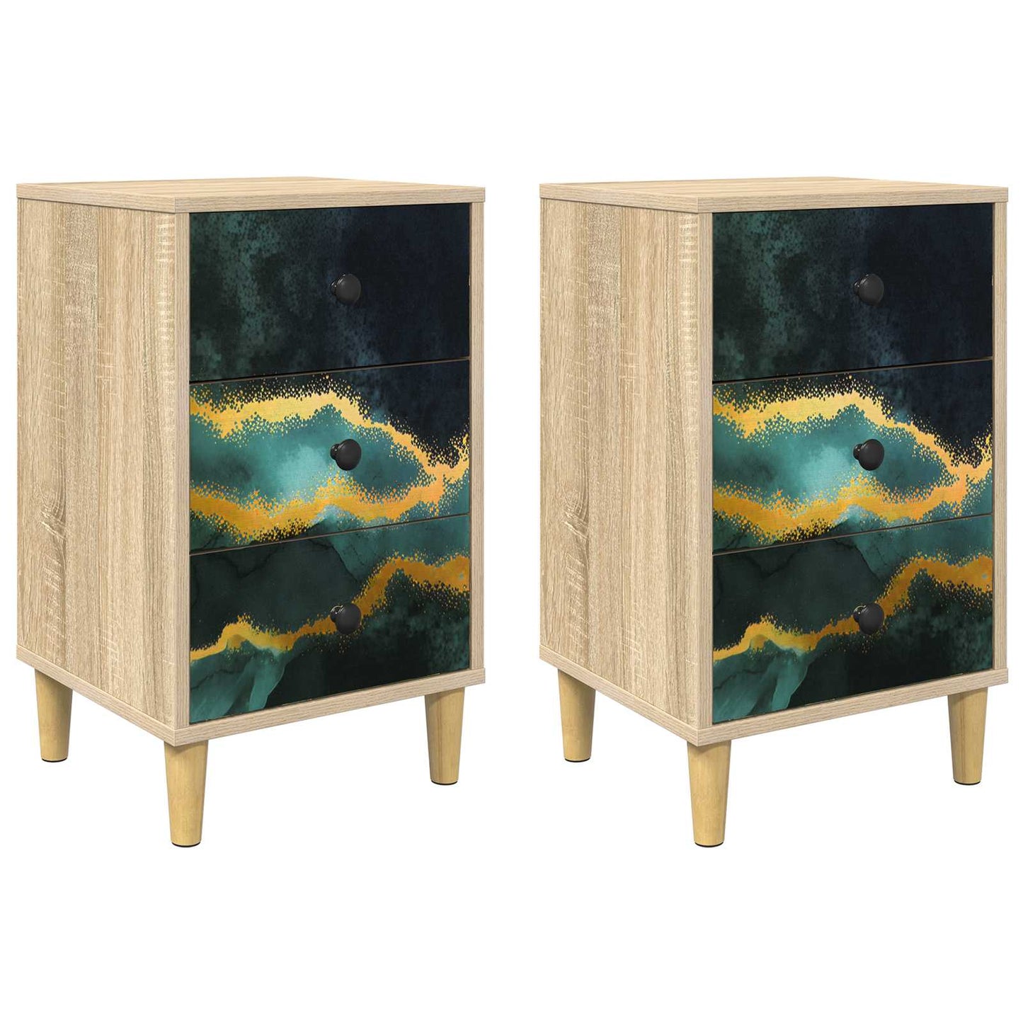 Natskab WIJHE 2 stk. Sonoma-eg 36 x 33 x 60 cm Konstrueret træ
