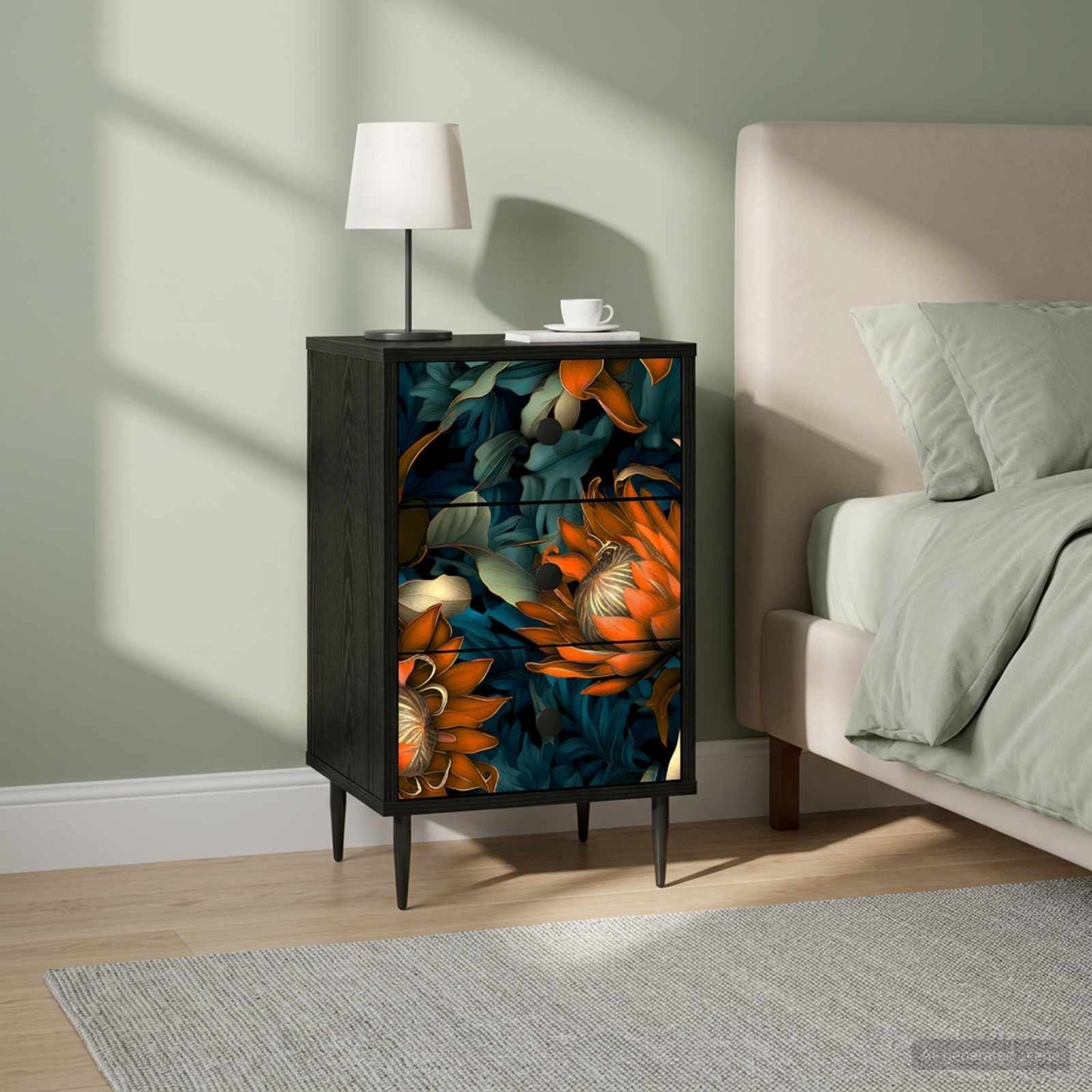 Natskab LOCHEM 2 stk. Sort eg 36 x 33 x 61 cm Konstrueret træ