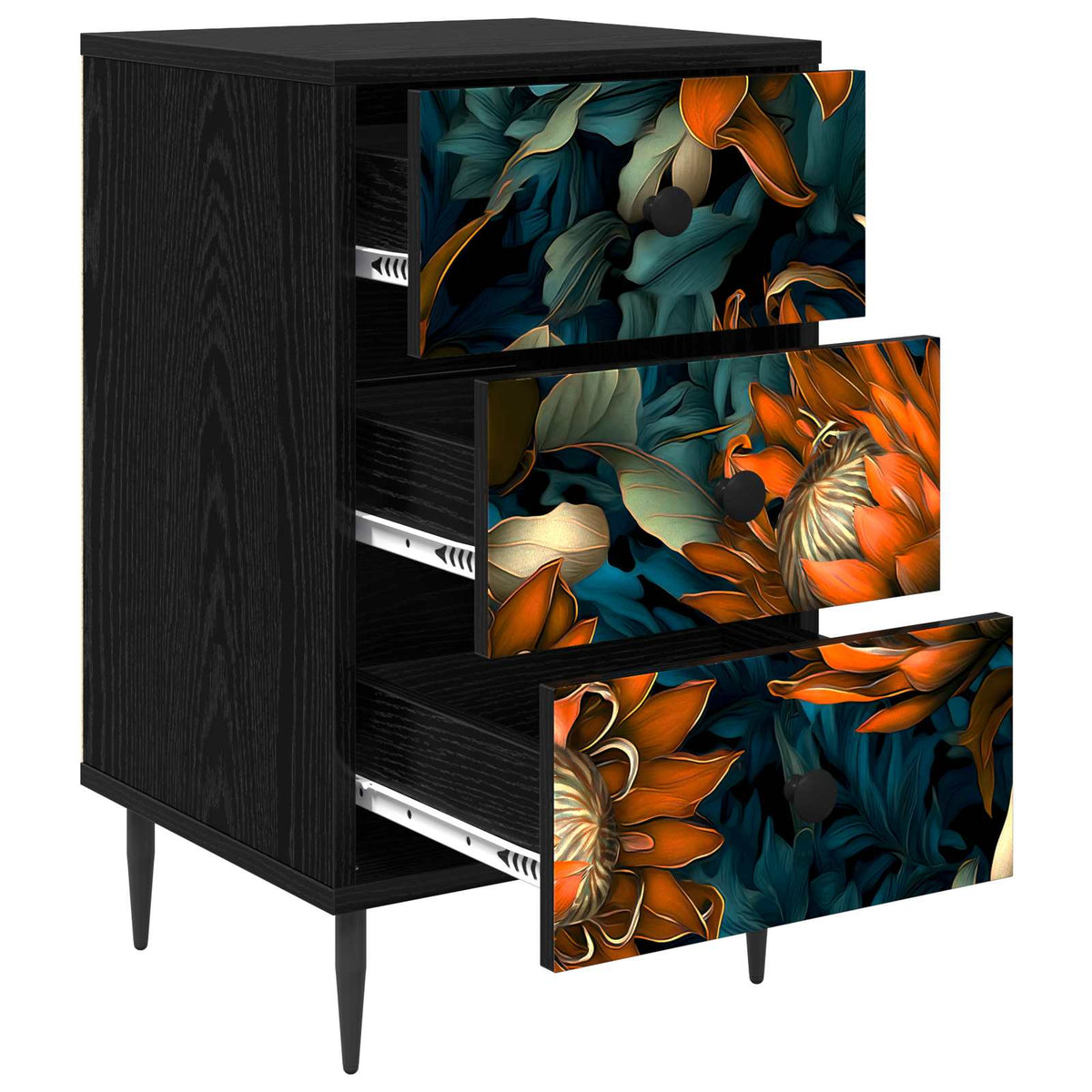 Natskab LOCHEM 2 stk. Sort eg 36 x 33 x 61 cm Konstrueret træ