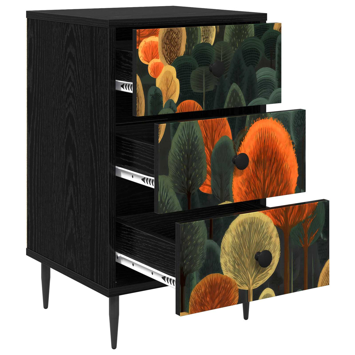Natskab ZAANDAM 2 stk. Sort eg 36 x 33 x 61 cm Konstrueret træ
