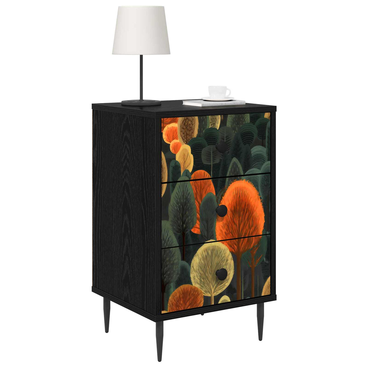 Natskab ZAANDAM 2 stk. Sort eg 36 x 33 x 61 cm Konstrueret træ