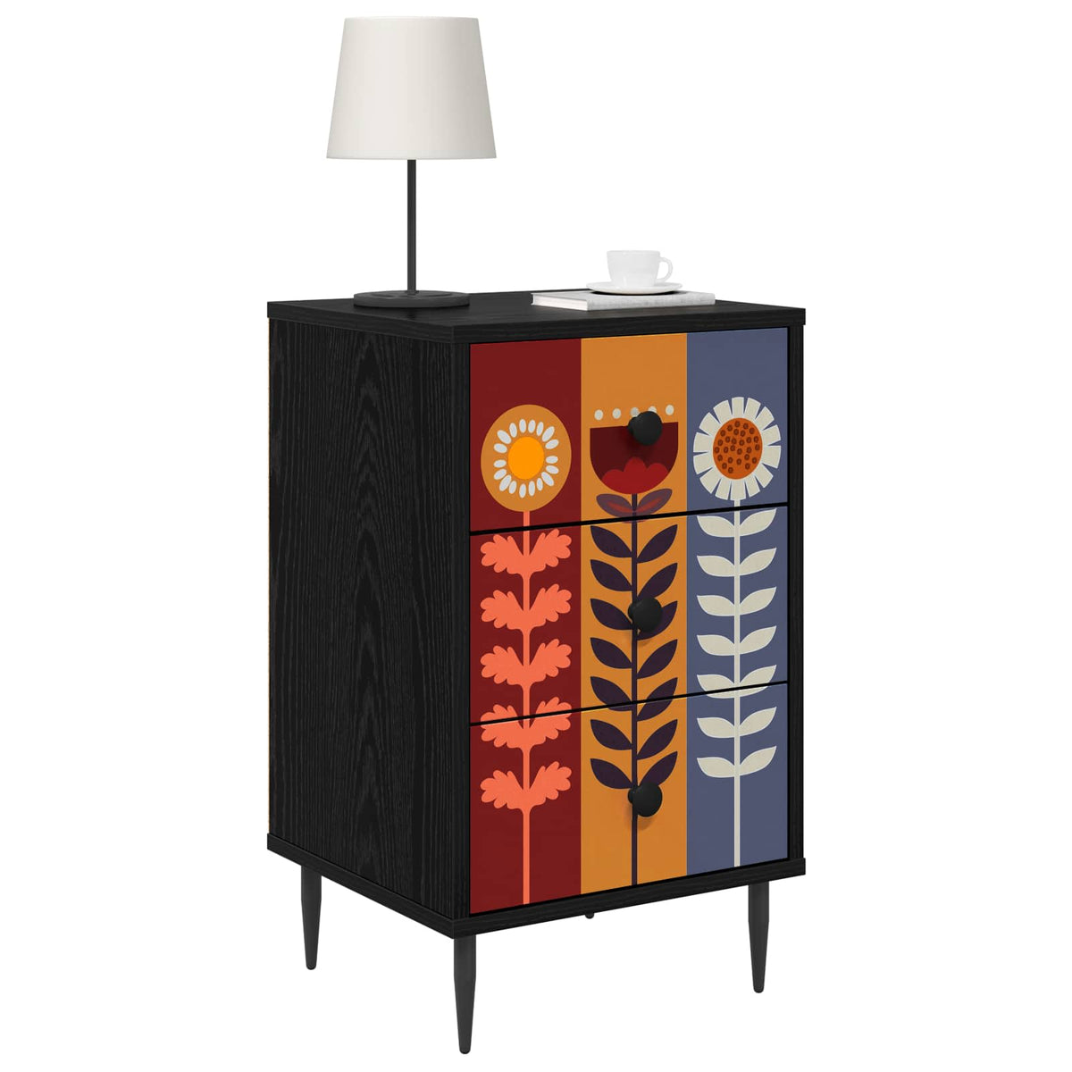 Natskab ESSEN 2 stk. Sort eg 36 x 33 x 61 cm Konstrueret træ