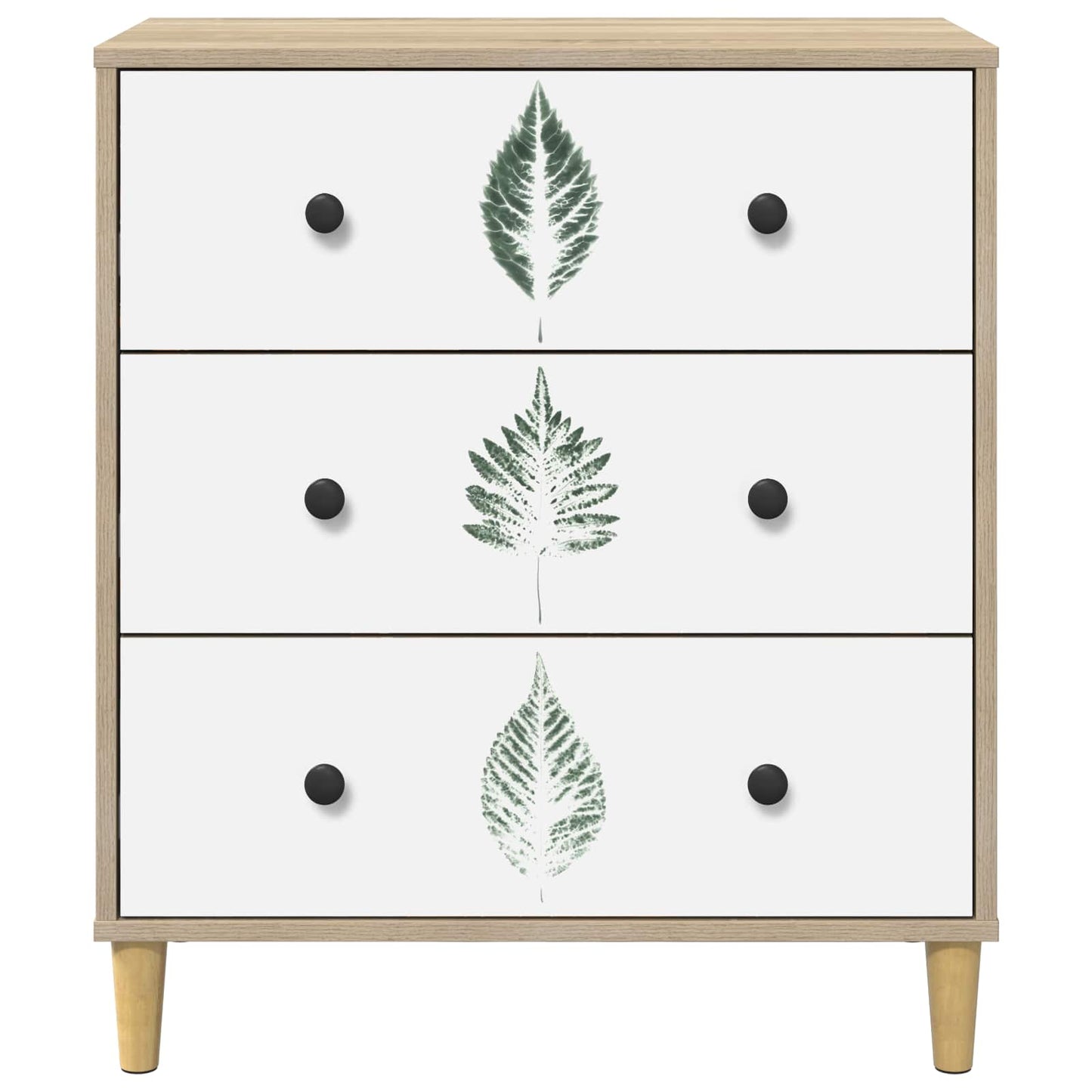 Skuffeskab HANAU Grøn bladmønster 66 x 36,5 x 75 cm Sonoma-eg