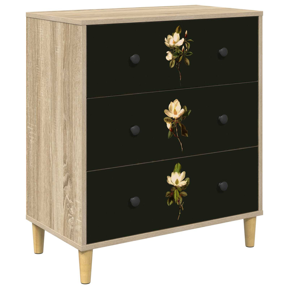 Skuffeskab BREMEN Magnolia print 66 x 36,5 x 75 cm Sonoma-eg