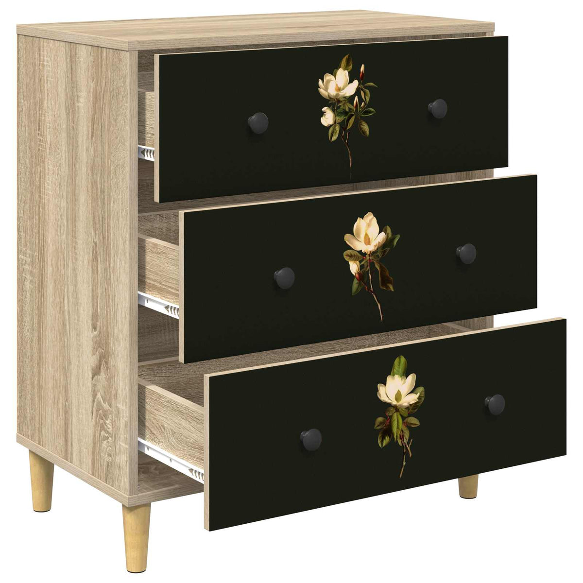 Skuffeskab BREMEN Magnolia print 66 x 36,5 x 75 cm Sonoma-eg