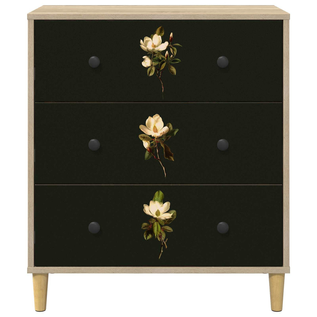 Skuffeskab BREMEN Magnolia print 66 x 36,5 x 75 cm Sonoma-eg