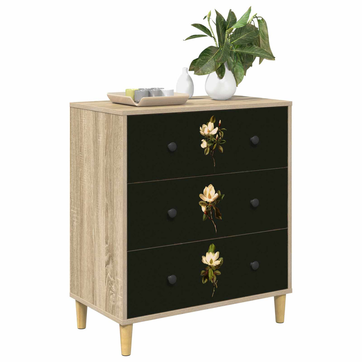 Skuffeskab BREMEN Magnolia print 66 x 36,5 x 75 cm Sonoma-eg