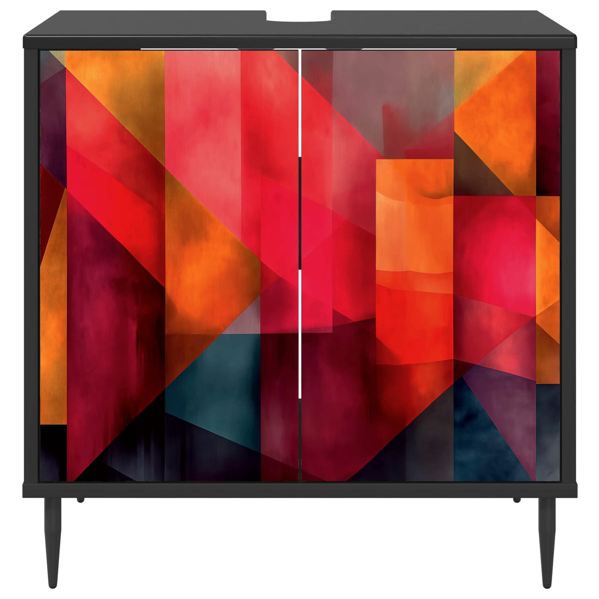 Badeværelsesskab HEESCH Sort eg 60 x 40 x 61 cm Konstrueret træ