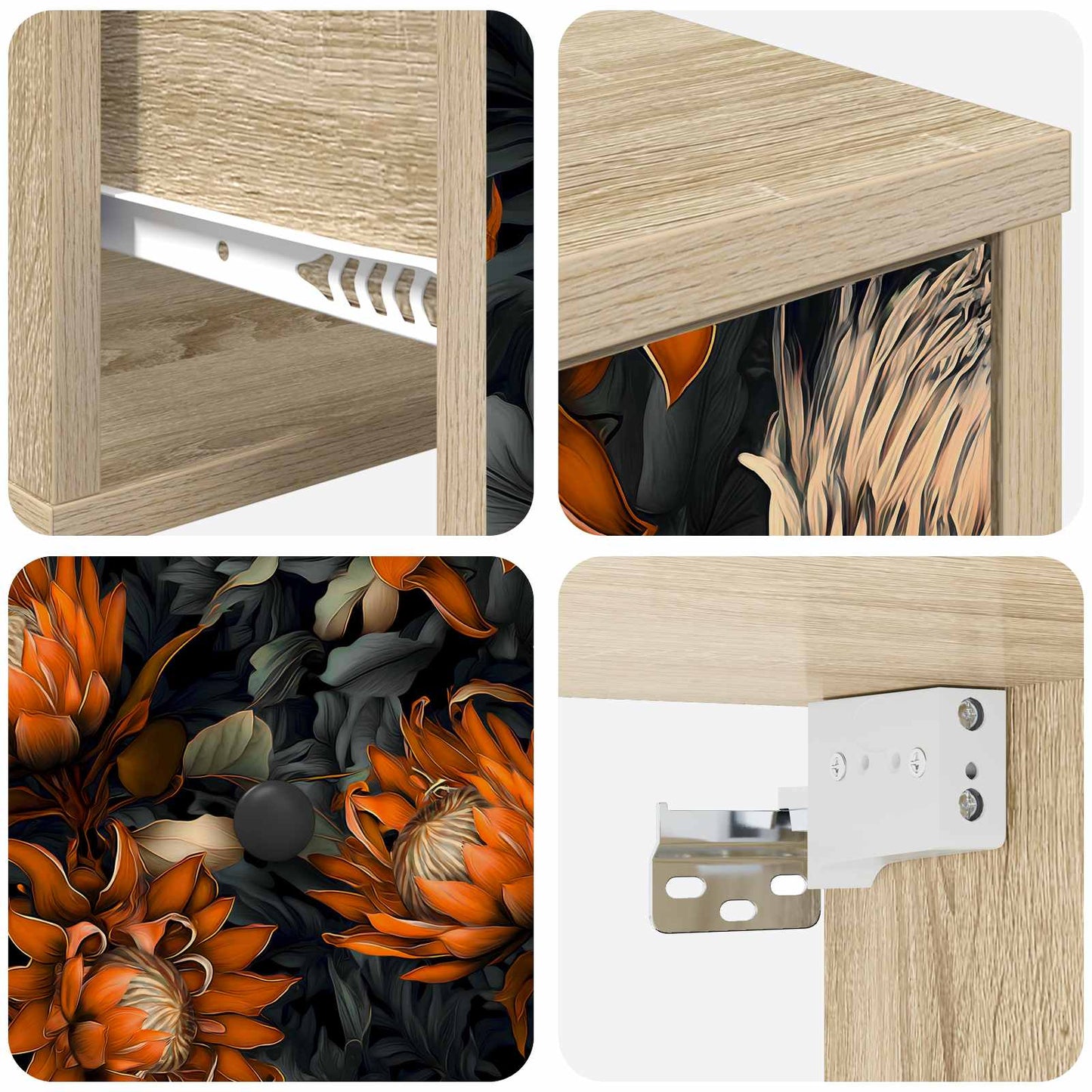 Vægmonteret natbord LOCHEM 2 stk. Sonoma-eg 36 x 33 x 25 cm