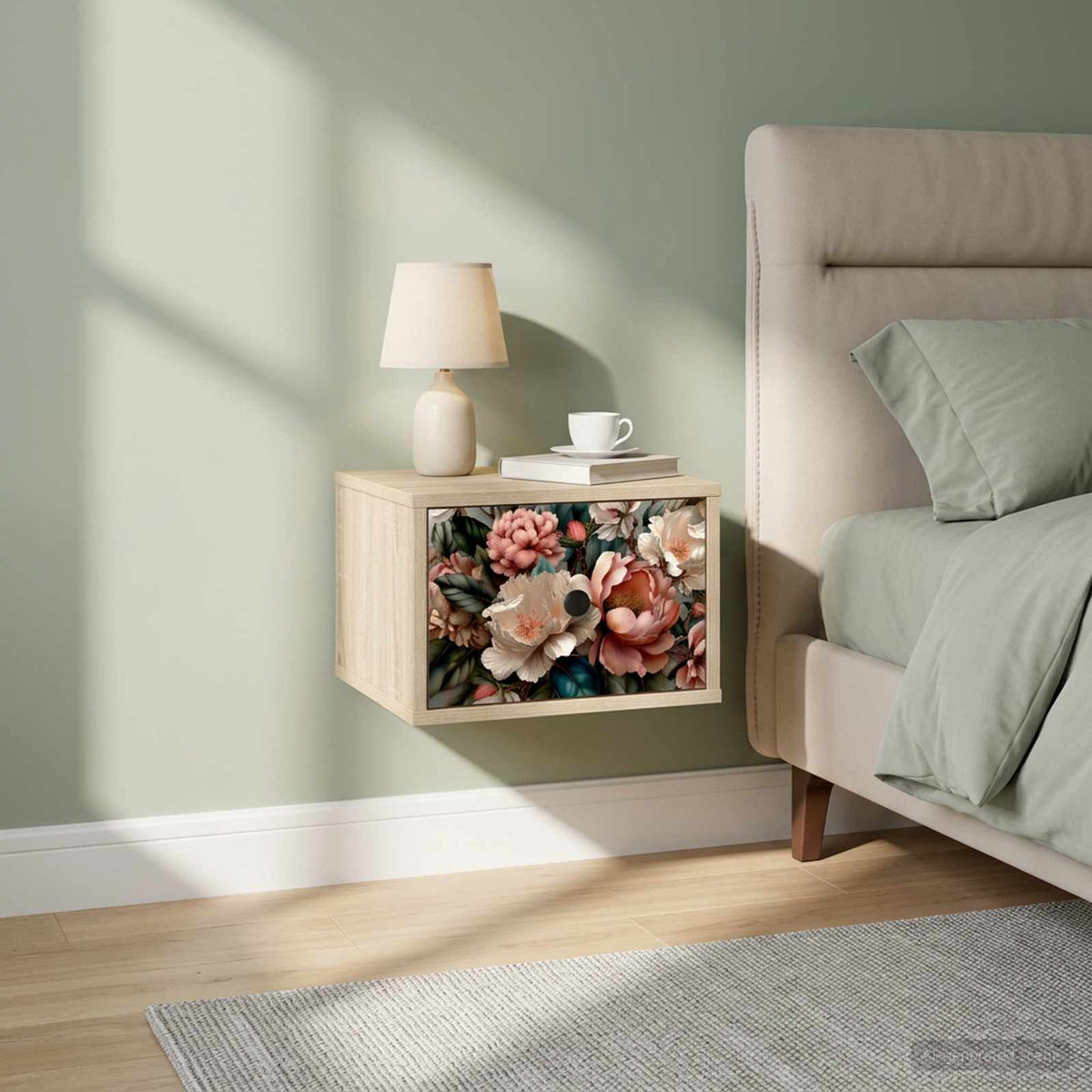 Vægmonteret natbord BORNE 2 stk. Sonoma-eg 36 x 33 x 25 cm