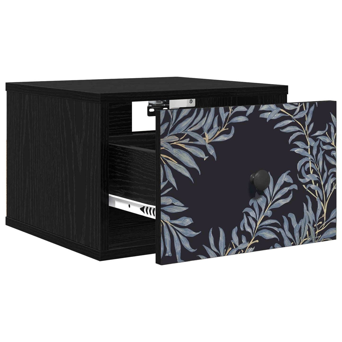Vægmonteret natbord DOKKUM Sort eg 36 x 33 x 25 cm