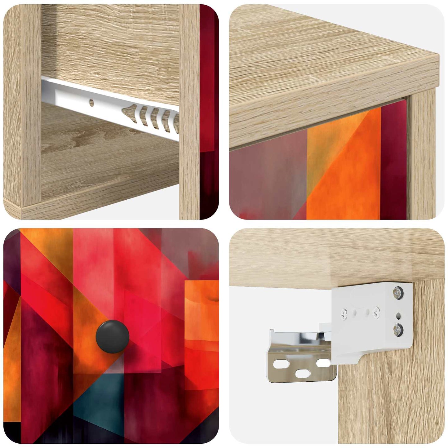 Vægmonteret natbord HEESCH 2 stk. Sonoma-eg 36 x 33 x 25 cm