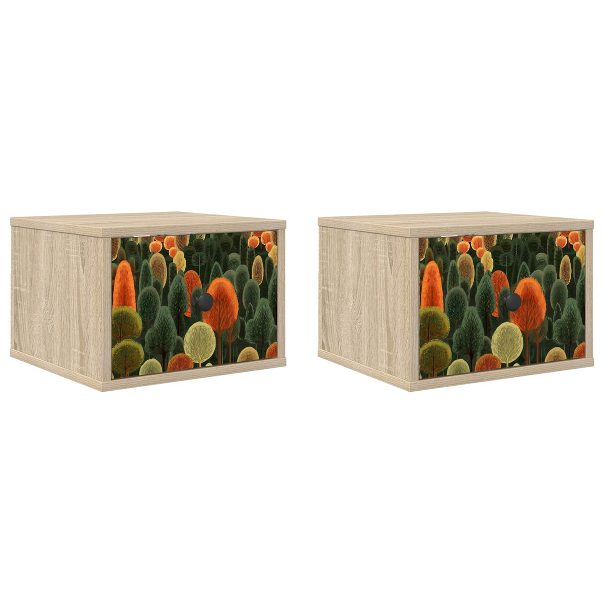 Vægmonteret natbord ZAANDAM 2 stk. Sonoma-eg 36 x 33 x 25 cm