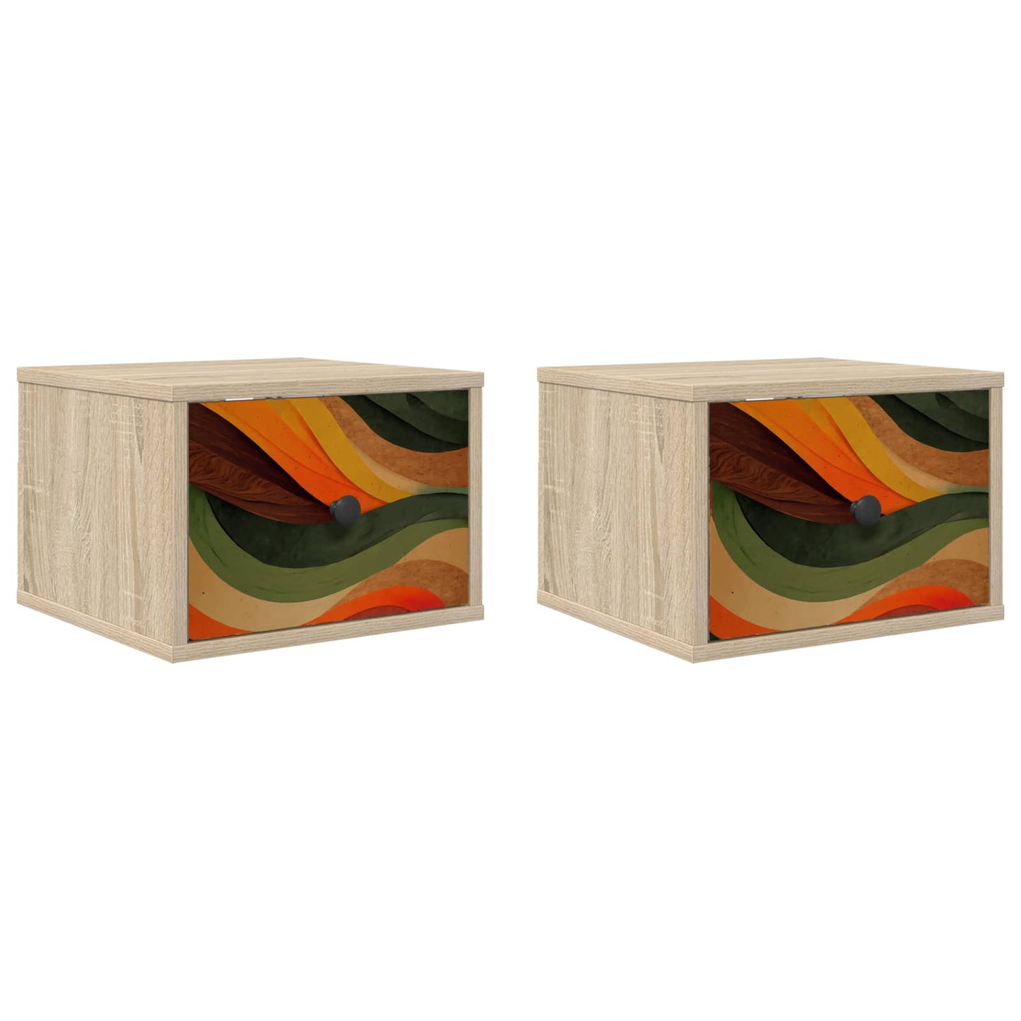 Vægmonteret natbord BONN 2 stk. Sonoma-eg 36 x 33 x 25 cm