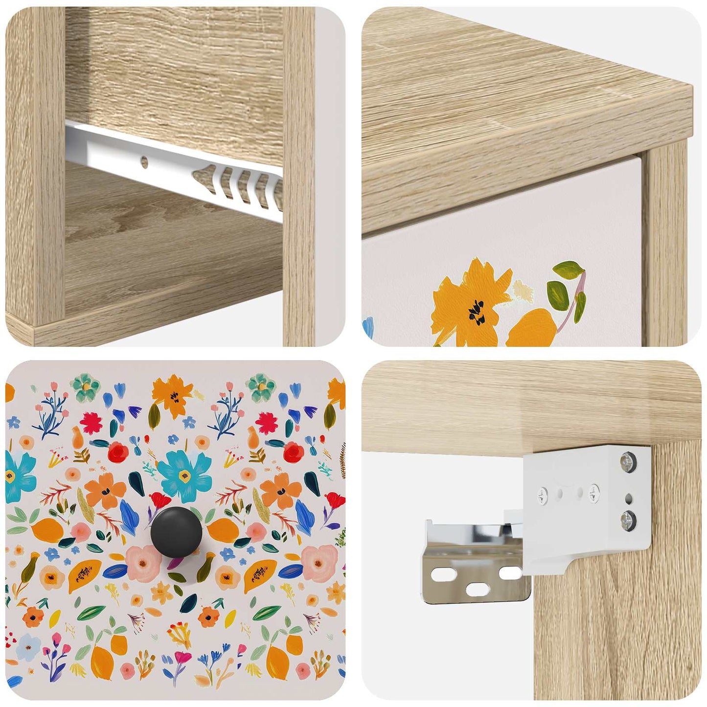 Vægmonteret natbord MAINZ 2 stk. Sonoma-eg 36 x 33 x 25 cm