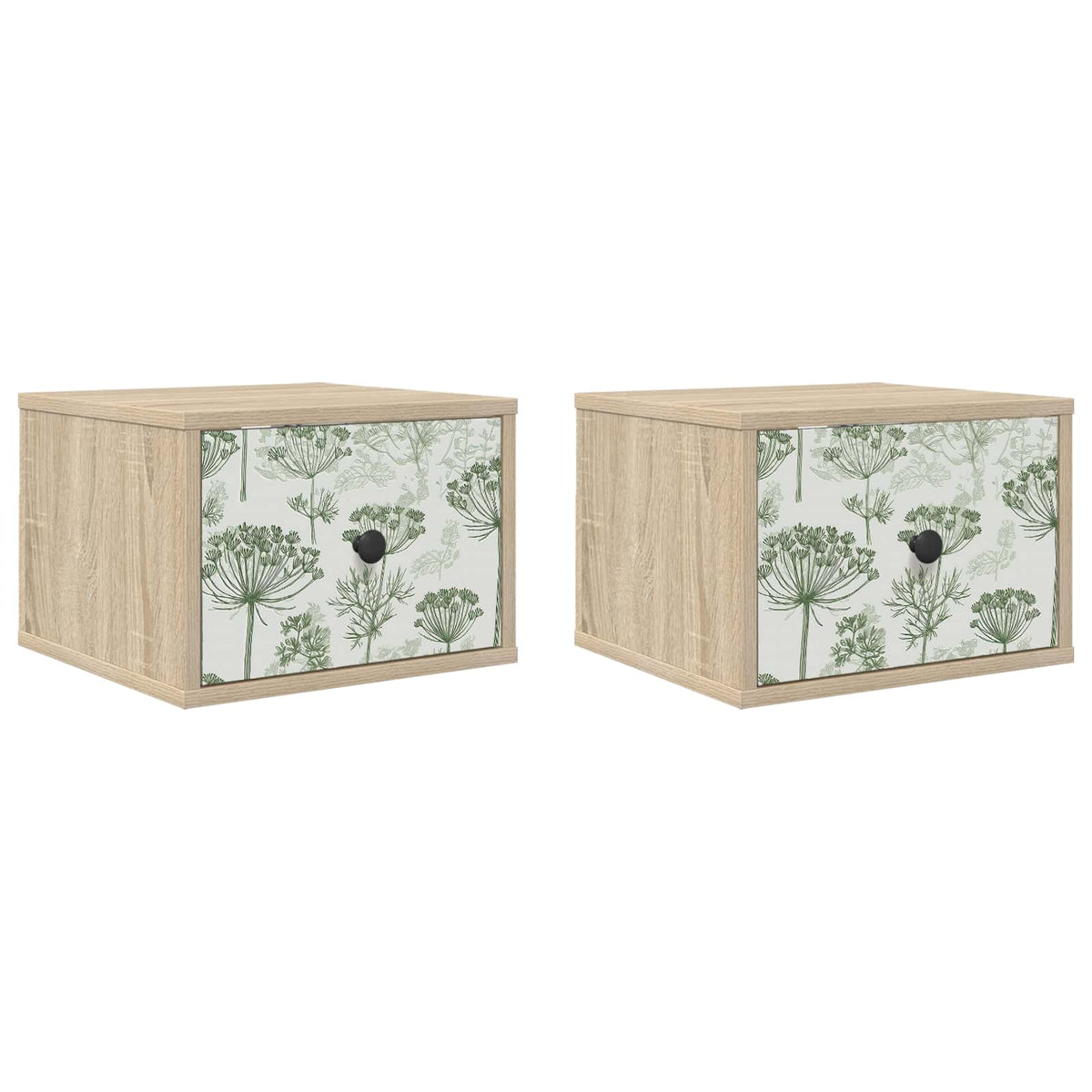 Vægmonteret natbord GOTHA 2 stk. Sonoma-eg 36 x 33 x 25 cm