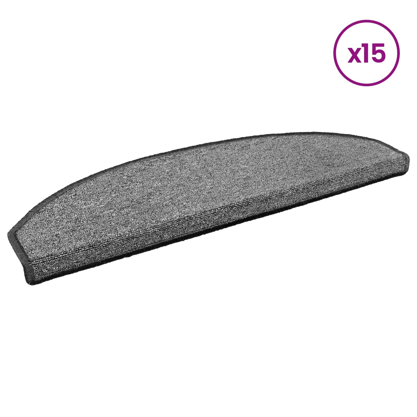 Selvklæbende Trappemåtter 15 stk. 80 x 24,5 x 3,5 cm Mørkegrå