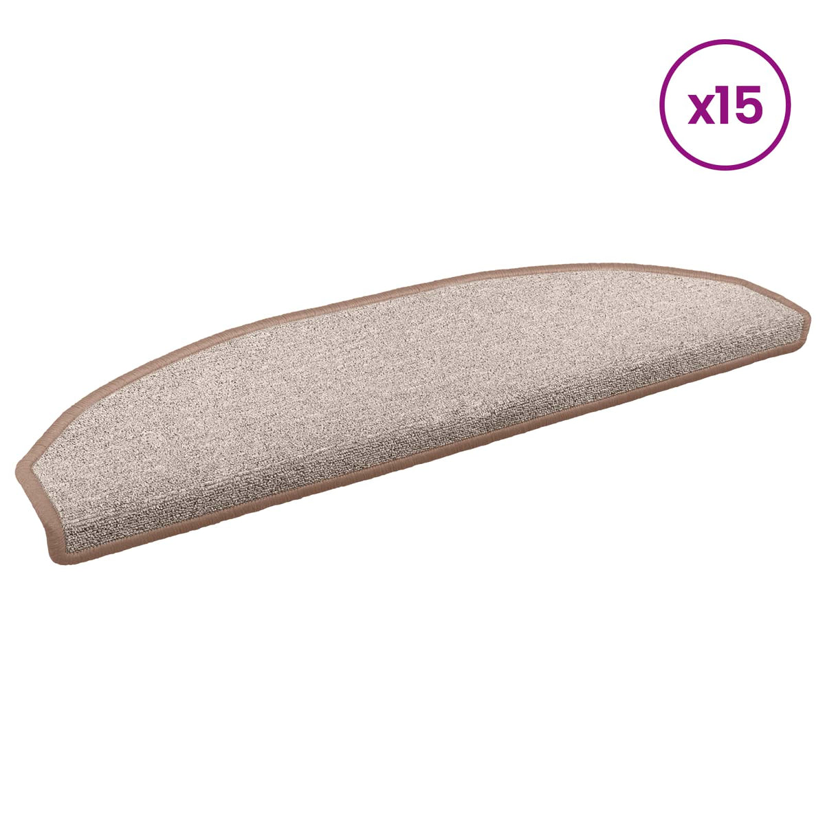Selvklæbende Trappemåtter 15 stk. 80 x 24,5 x 3,5 cm Lys Brun