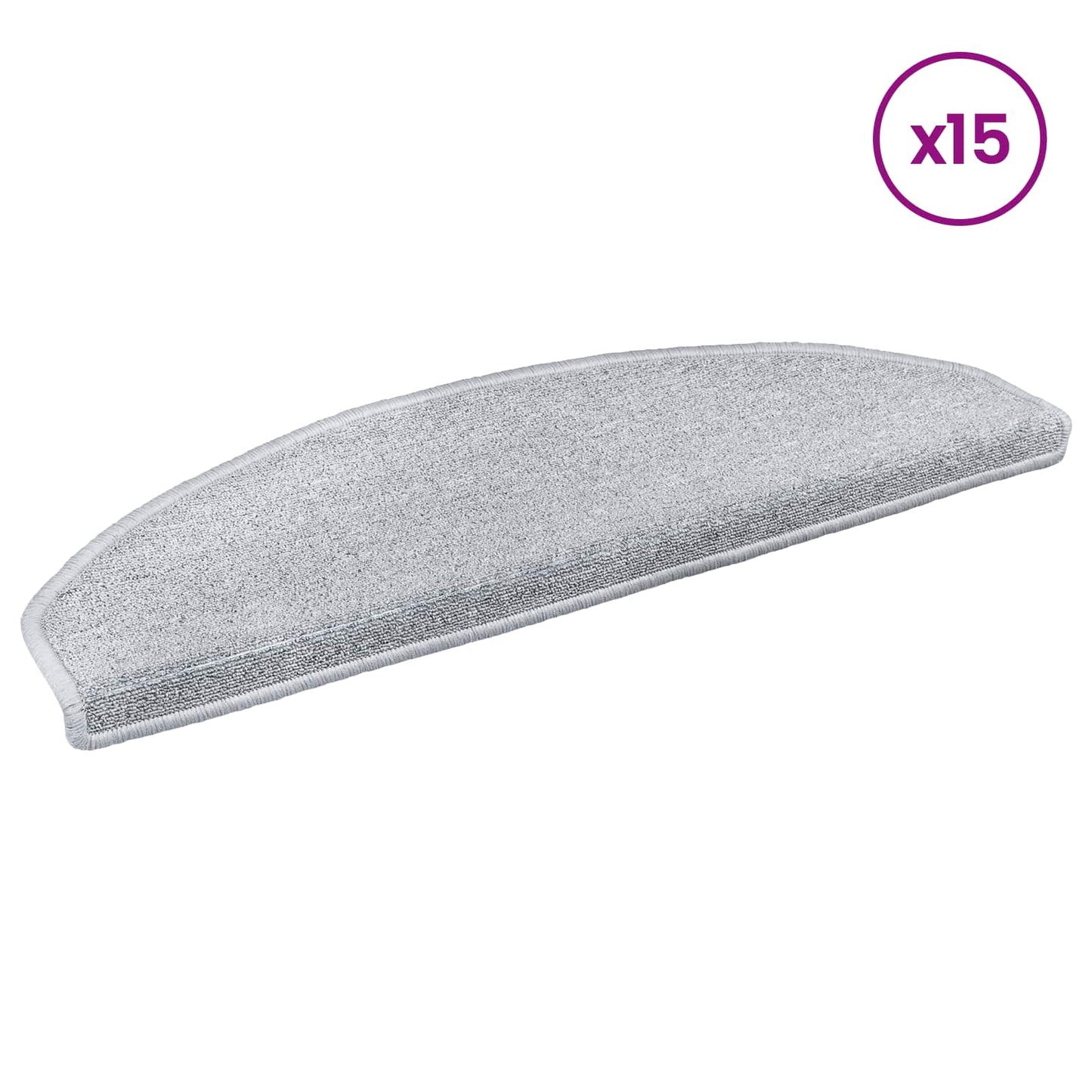 Selvklæbende Trappemåtter 15 stk. 80 x 24,5 x 3,5 cm Lysegrå