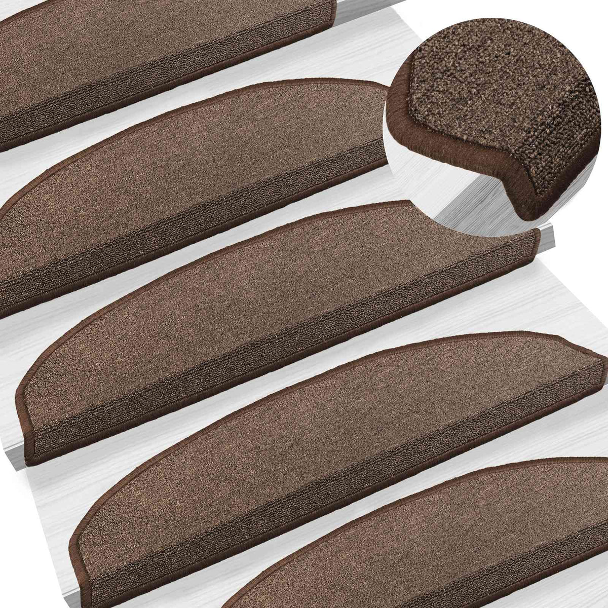 Selvklæbende Trappemåtter 15 stk. 80 x 24,5 x 3,5 cm Kaffe Brun