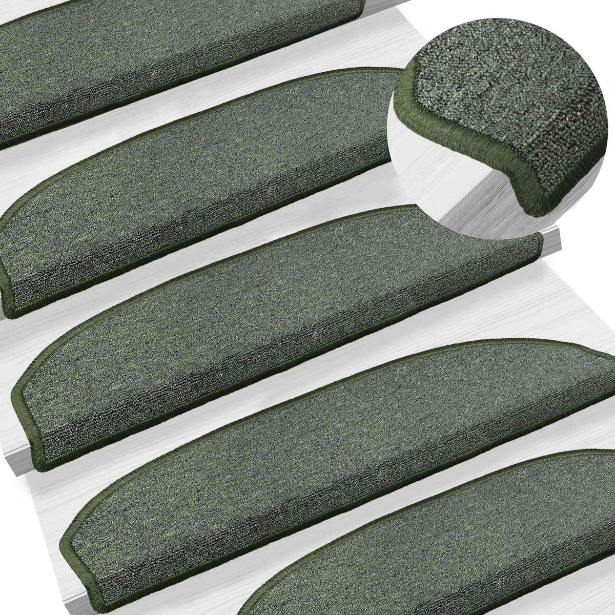 Selvklæbende Trappemåtter 15 stk. 80 x 24,5 x 3,5 cm Mørkegrøn