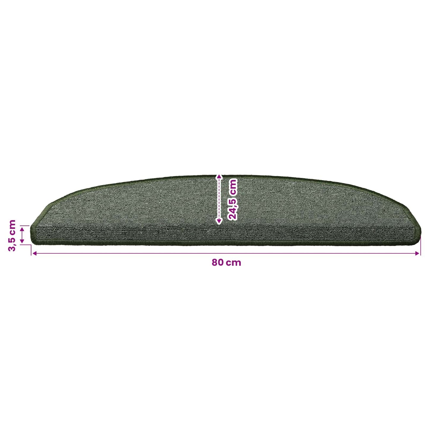 Selvklæbende Trappemåtter 15 stk. 80 x 24,5 x 3,5 cm Mørkegrøn