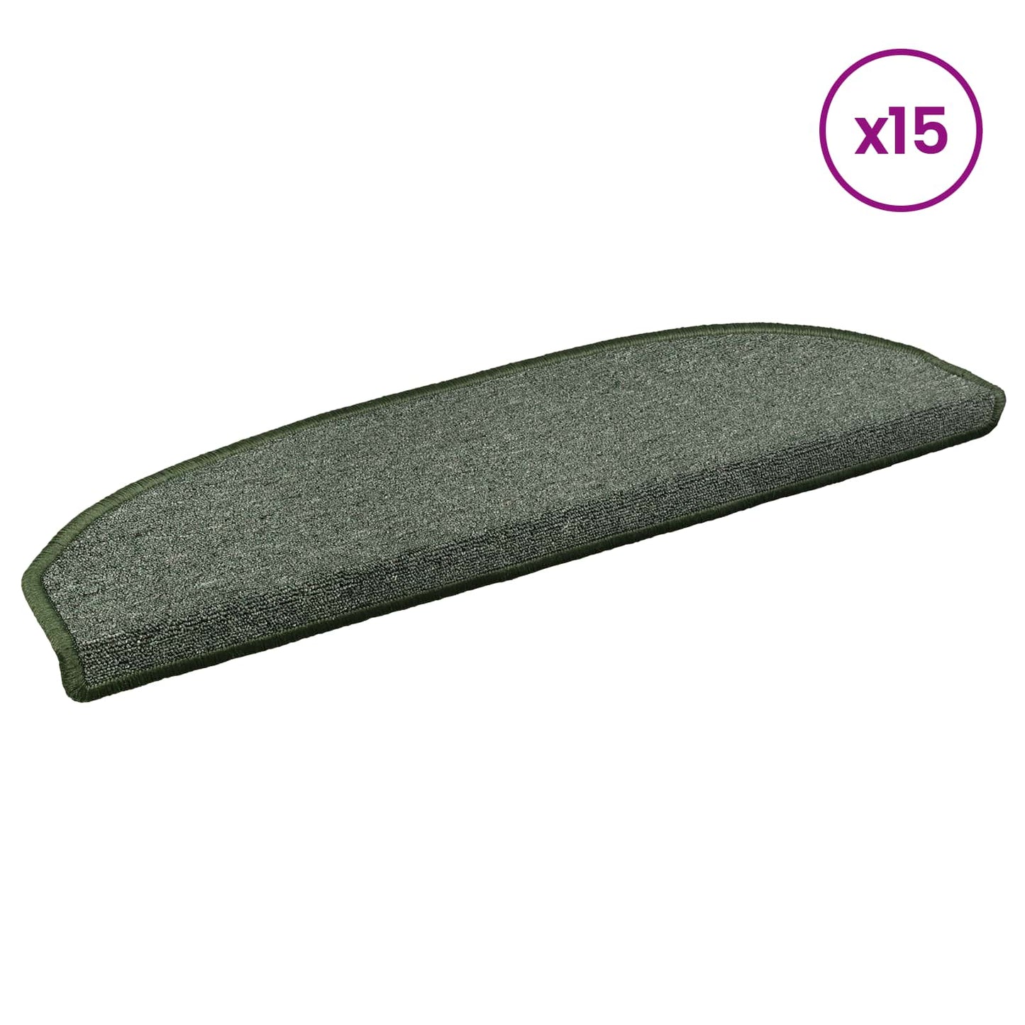 Selvklæbende Trappemåtter 15 stk. 80 x 24,5 x 3,5 cm Mørkegrøn