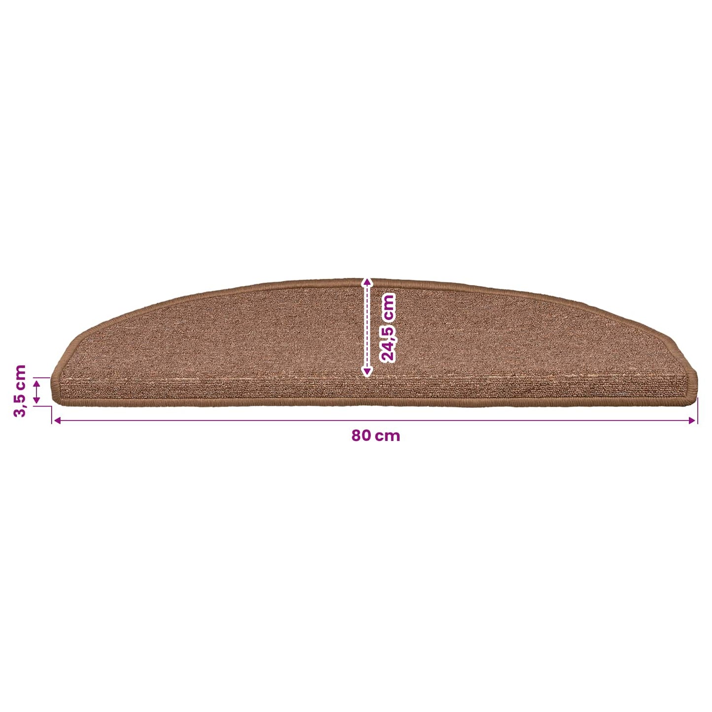 Selvklæbende Trappemåtter 15 stk. 80 x 24,5 x 3,5 cm Brun