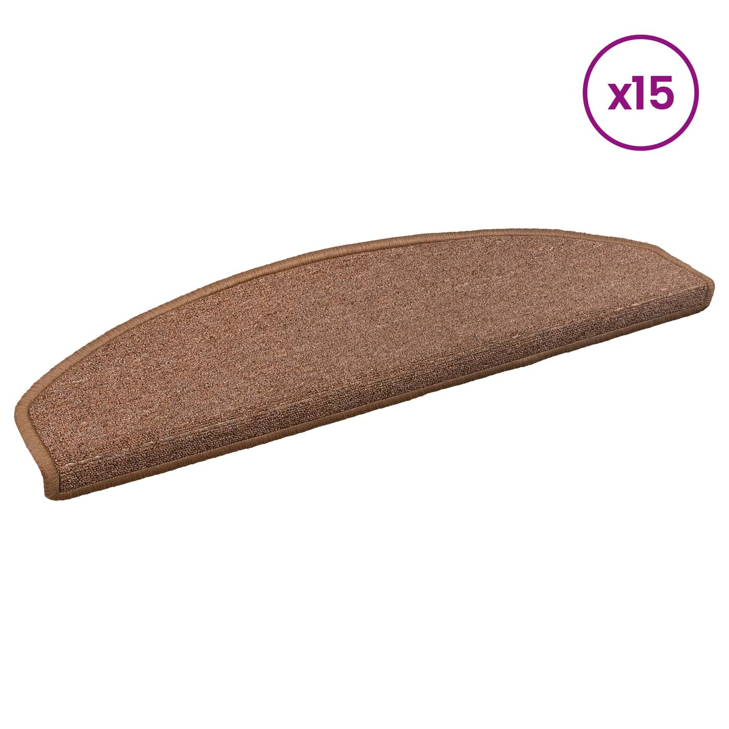 Selvklæbende Trappemåtter 15 stk. 80 x 24,5 x 3,5 cm Brun