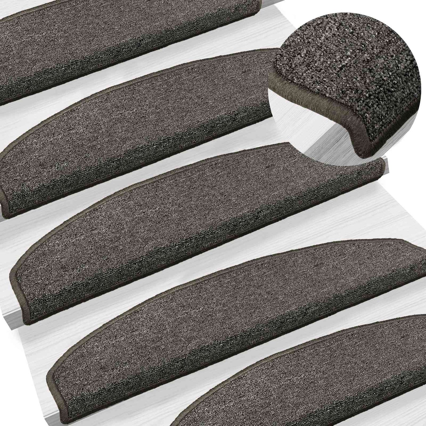 Selvklæbende Trappemåtter 15 stk. 80 x 24,5 x 3,5 cm Mørkegrå