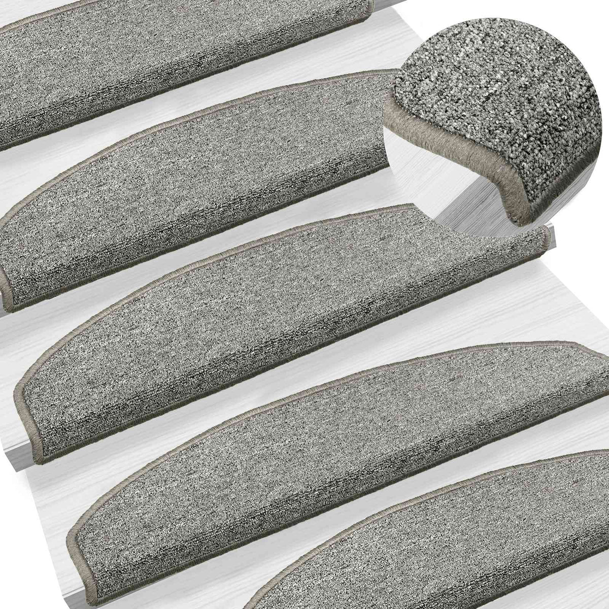 Selvklæbende Trappemåtter 15 stk. 80 x 24,5 x 3,5 cm Lysegrå